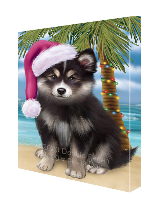 Christmas Summertime Island Tropical Beach Finnish Lapphund Dog Canvas Wall Art - Premium Quality Ready to Hang Room Decor Wall Art Canvas - Unique Animal Printed Digital Painting for Decoration CVS411