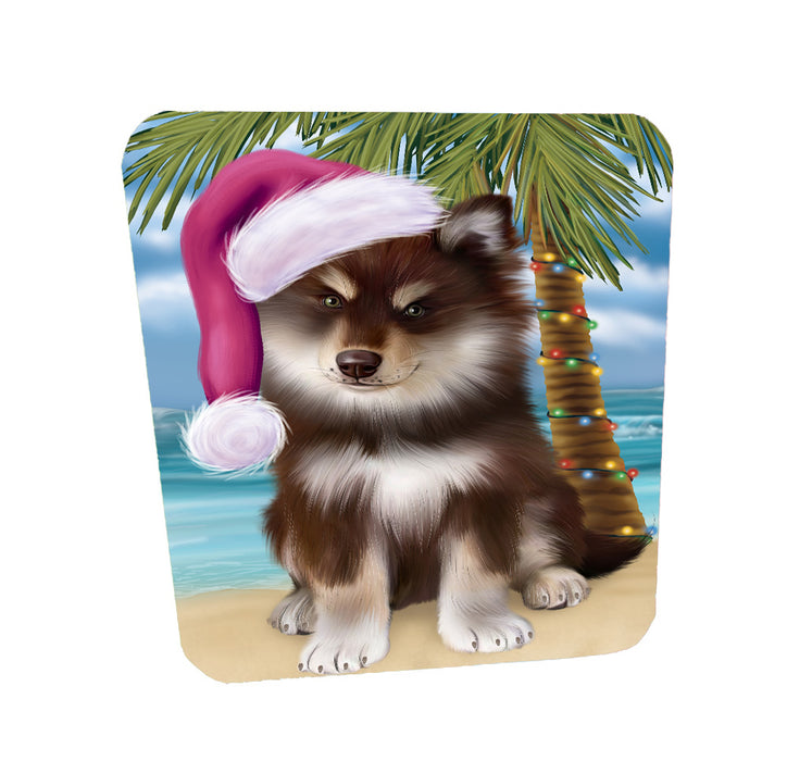 Christmas Summertime Island Tropical Beach Finnish Lapphund Dog Coasters Set of 4 CSTA58420