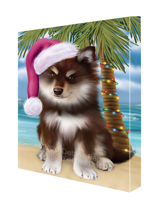 Christmas Summertime Island Tropical Beach Finnish Lapphund Dog Canvas Wall Art - Premium Quality Ready to Hang Room Decor Wall Art Canvas - Unique Animal Printed Digital Painting for Decoration CVS410