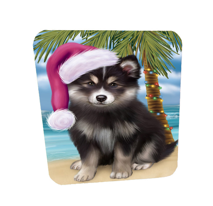 Christmas Summertime Island Tropical Beach Finnish Lapphund Dog Coasters Set of 4 CSTA58421