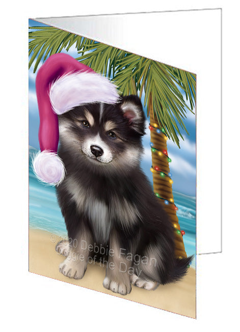 Christmas Summertime Island Tropical Beach Finnish Lapphund Dog Handmade Artwork Assorted Pets Greeting Cards and Note Cards with Envelopes for All Occasions and Holiday Seasons