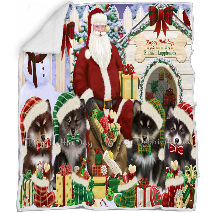 Christmas Finnish Lapphund Dogs House Gathering  Blanket BLNKT142085