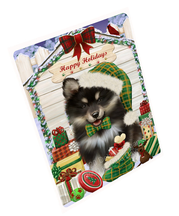 Christmas House with Presents Finnish Lapphund Dog Cutting Board - For Kitchen - Scratch & Stain Resistant - Designed To Stay In Place - Easy To Clean By Hand - Perfect for Chopping Meats, Vegetables, CA83106