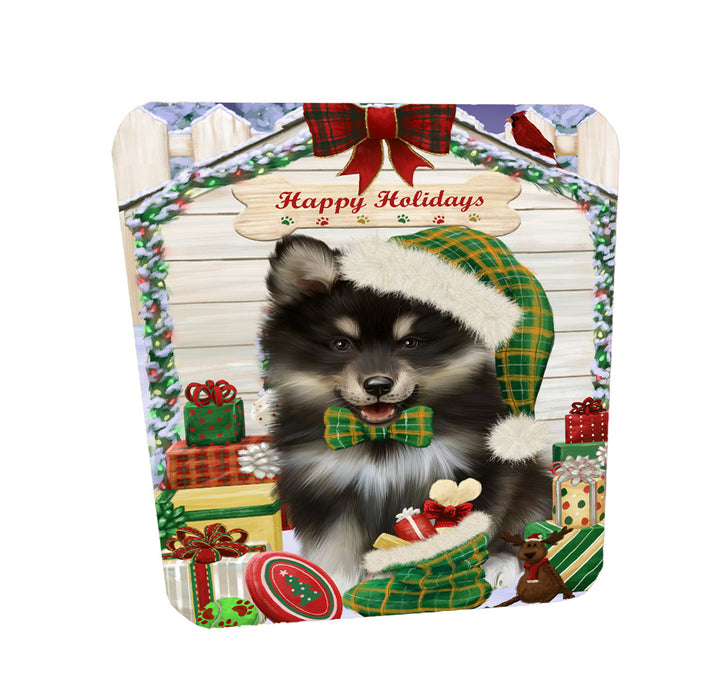 Christmas House with Presents Finnish Lapphund Dog Coasters Set of 4 CSTA58373