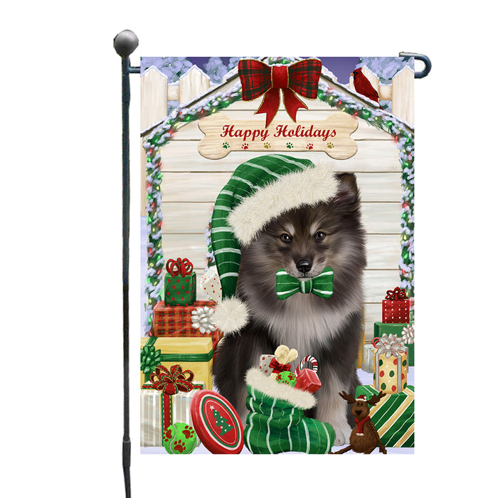 Christmas House with Presents Finnish Lapphund Dog Garden Flags Outdoor Decor for Homes and Gardens Double Sided Garden Yard Spring Decorative Vertical Home Flags Garden Porch Lawn Flag for Decorations GFLG68069