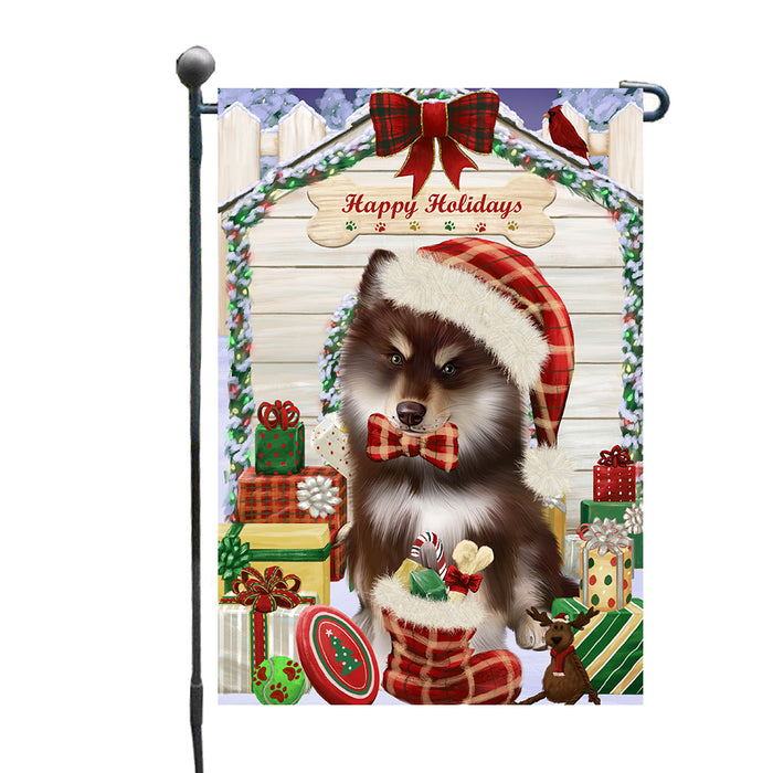 Christmas House with Presents Finnish Lapphund Dog Garden Flags Outdoor Decor for Homes and Gardens Double Sided Garden Yard Spring Decorative Vertical Home Flags Garden Porch Lawn Flag for Decorations GFLG68070