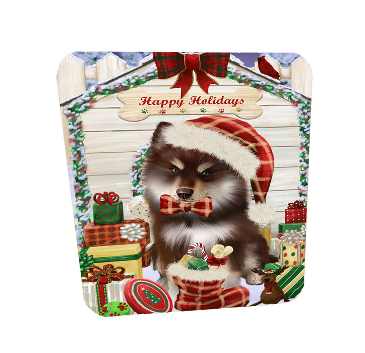 Christmas House with Presents Finnish Lapphund Dog Coasters Set of 4 CSTA58375