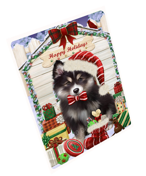 Christmas House with Presents Finnish Lapphund Dog Cutting Board - For Kitchen - Scratch & Stain Resistant - Designed To Stay In Place - Easy To Clean By Hand - Perfect for Chopping Meats, Vegetables, CA83112