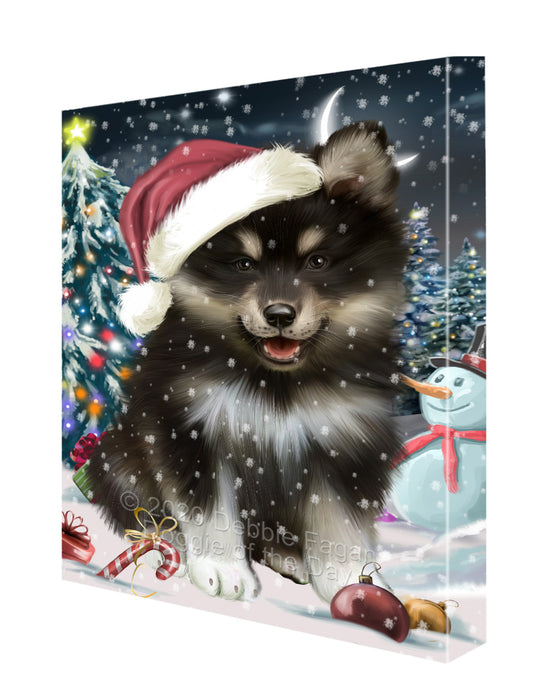 Christmas Holly Jolly Finnish Lapphund Dog Canvas Wall Art - Premium Quality Ready to Hang Room Decor Wall Art Canvas - Unique Animal Printed Digital Painting for Decoration CVS434