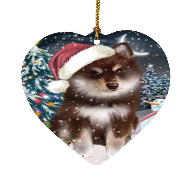 Christmas Holly Jolly Finnish Lapphund Dog Heart Christmas Ornament HPORA59219