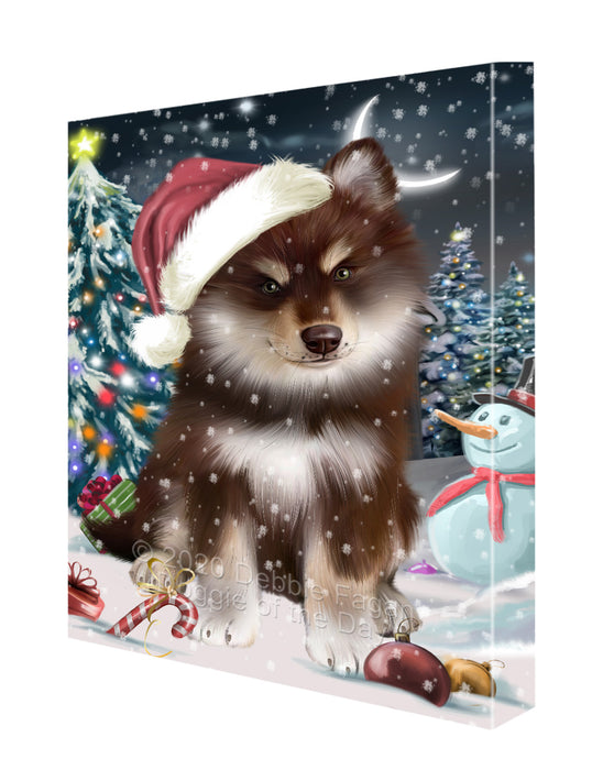 Christmas Holly Jolly Finnish Lapphund Dog Canvas Wall Art - Premium Quality Ready to Hang Room Decor Wall Art Canvas - Unique Animal Printed Digital Painting for Decoration CVS433