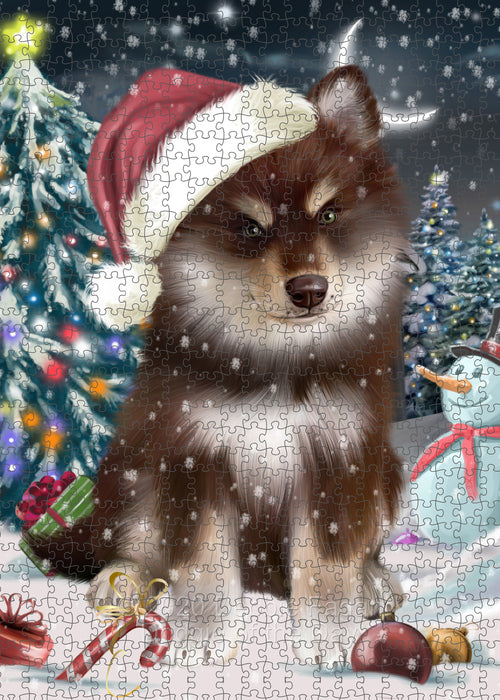 Christmas Holly Jolly Finnish Lapphund Dog Portrait Jigsaw Puzzle for Adults Animal Interlocking Puzzle Game Unique Gift for Dog Lover's with Metal Tin Box PZL728