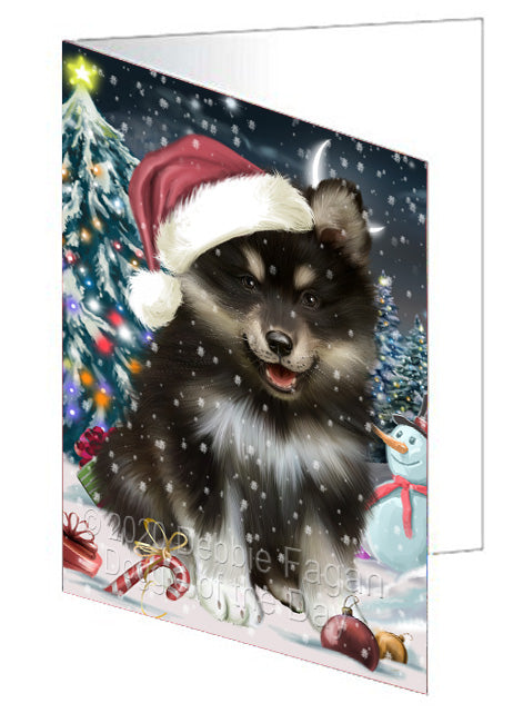 Christmas Holly Jolly Finnish Lapphund Dog  Handmade Artwork Assorted Pets Greeting Cards and Note Cards with Envelopes for All Occasions and Holiday Seasons