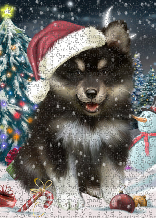 Christmas Holly Jolly Finnish Lapphund Dog Portrait Jigsaw Puzzle for Adults Animal Interlocking Puzzle Game Unique Gift for Dog Lover's with Metal Tin Box PZL729