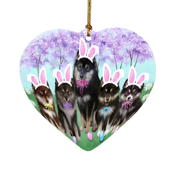 Easter Holiday Finnish Lapphund Dogs Heart Christmas Ornament HPORA59327
