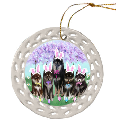 Easter Holiday Finnish Lapphund Dogs Doily Ornament DPOR58963