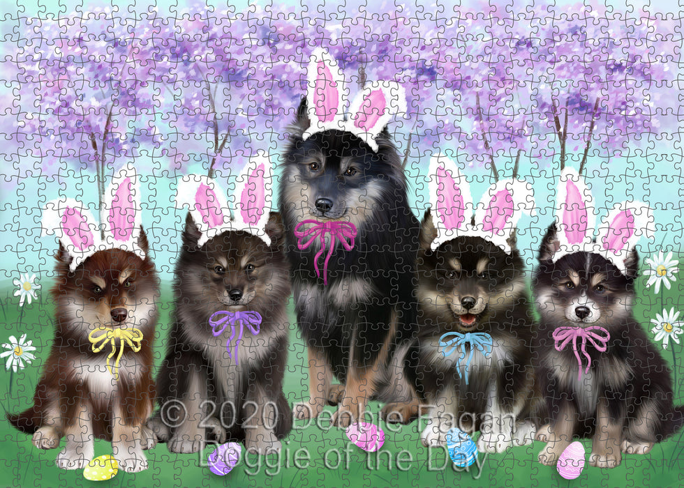 Easter Holiday Finnish Lapphund Dogs Portrait Jigsaw Puzzle for Adults Animal Interlocking Puzzle Game Unique Gift for Dog Lover's with Metal Tin Box