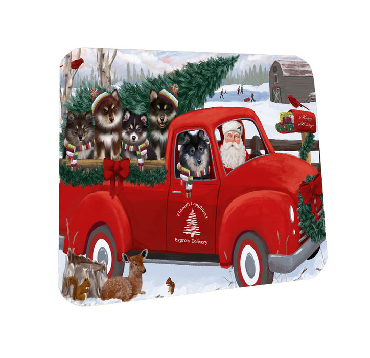 Christmas Santa Express Delivery Red Truck Finnish Lapphund Dogs Coasters Set of 4 CSTA58480