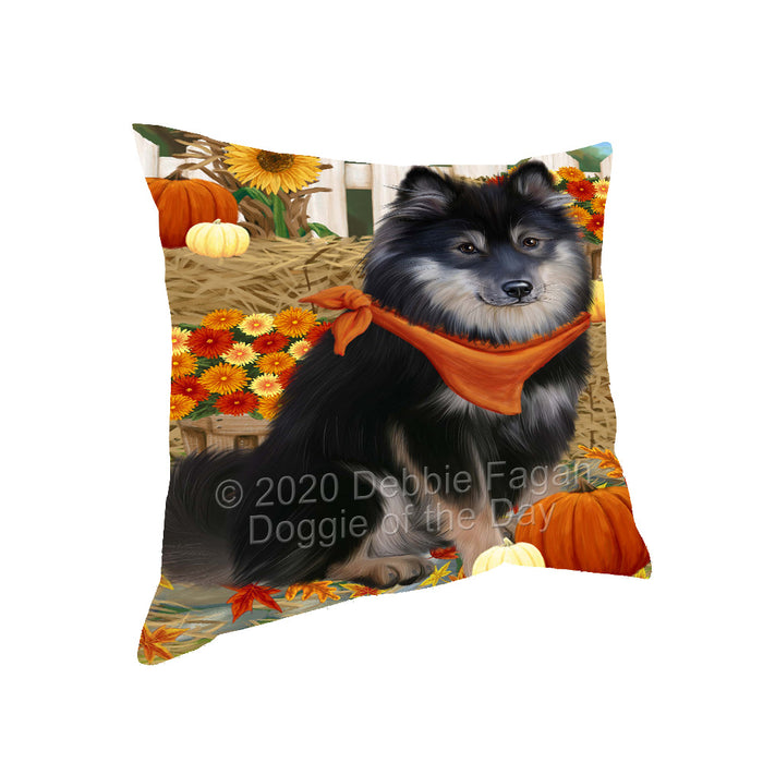 Fall Pumpkin Autumn Greeting Finnish Lapphund Dog Pillow with Top Quality High-Resolution Images - Ultra Soft Pet Pillows for Sleeping - Reversible & Comfort - Ideal Gift for Dog Lover - Cushion for Sofa Couch Bed - 100% Polyester, PILA93070