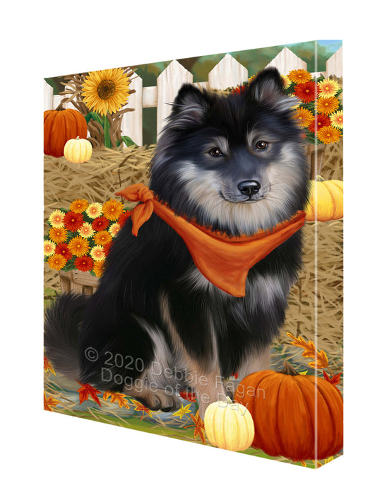 Fall Pumpkin Autumn Greeting Finnish Lapphund Dog Canvas Wall Art - Premium Quality Ready to Hang Room Decor Wall Art Canvas - Unique Animal Printed Digital Painting for Decoration CVS455