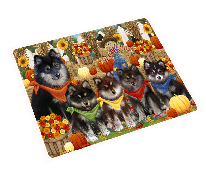 Fall Festive Gathering Finnish Lapphund Dogs Cutting Board - For Kitchen - Scratch & Stain Resistant - Designed To Stay In Place - Easy To Clean By Hand - Perfect for Chopping Meats, Vegetables
