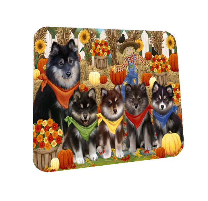 Fall Festive Gathering Finnish Lapphund Dogs Coasters Set of 4 CSTA58488