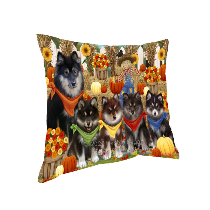 Fall Festive Gathering Finnish Lapphund Dogs Pillow with Top Quality High-Resolution Images - Ultra Soft Pet Pillows for Sleeping - Reversible & Comfort - Ideal Gift for Dog Lover - Cushion for Sofa Couch Bed - 100% Polyester