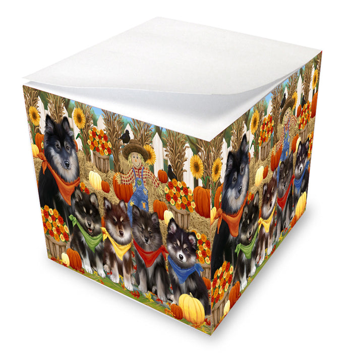 Fall Festive Gathering Finnish Lapphund Dogs Note Cube NOC-DOTD-A57529