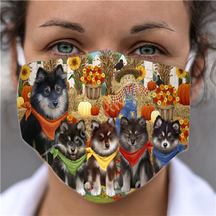 Fall Festive Harvest Time Gathering  Finnish Lapphund Dogs Face Mask FM48536