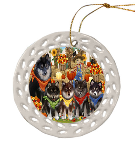 Fall Festive Gathering Finnish Lapphund Dogs Doily Ornament DPOR58885