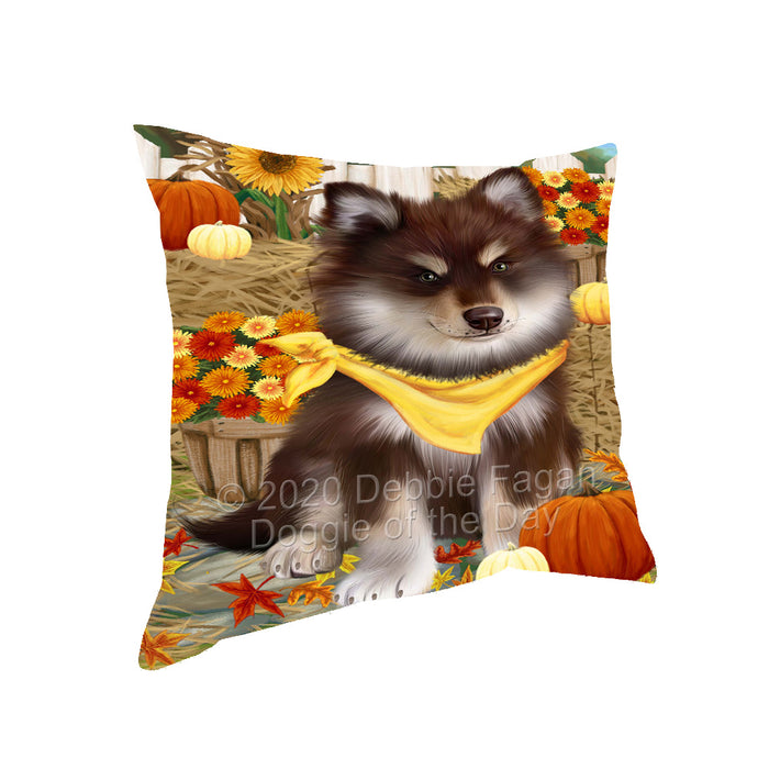 Fall Pumpkin Autumn Greeting Finnish Lapphund Dog Pillow with Top Quality High-Resolution Images - Ultra Soft Pet Pillows for Sleeping - Reversible & Comfort - Ideal Gift for Dog Lover - Cushion for Sofa Couch Bed - 100% Polyester, PILA93073