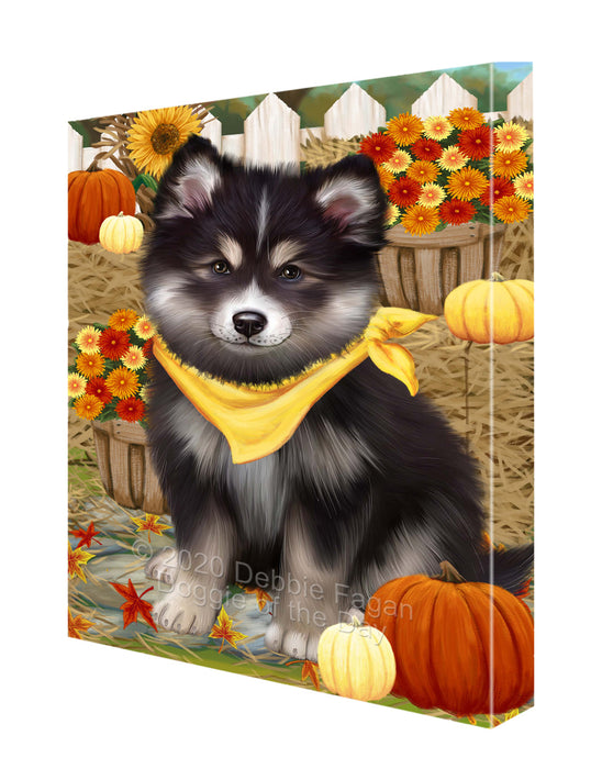 Fall Pumpkin Autumn Greeting Finnish Lapphund Dog Canvas Wall Art - Premium Quality Ready to Hang Room Decor Wall Art Canvas - Unique Animal Printed Digital Painting for Decoration CVS457