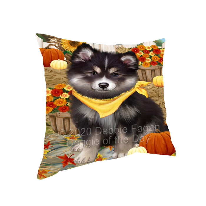 Fall Pumpkin Autumn Greeting Finnish Lapphund Dog Pillow with Top Quality High-Resolution Images - Ultra Soft Pet Pillows for Sleeping - Reversible & Comfort - Ideal Gift for Dog Lover - Cushion for Sofa Couch Bed - 100% Polyester, PILA93076
