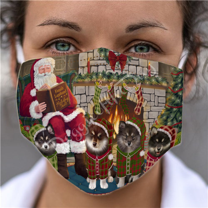 Christmas Cozy Holiday Fire Tails Finnish Lapphund Dogs Face Mask FM48633