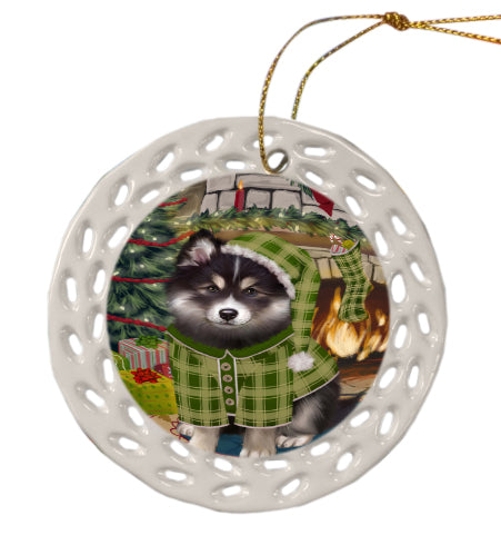 The Christmas Stocking was Hung Finnish Lapphund Dog Doily Ornament DPOR59094