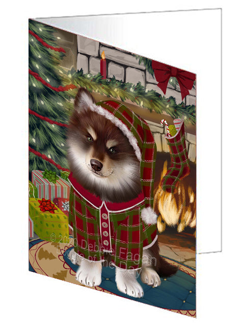 The Christmas Stocking was Hung Finnish Lapphund Dog Handmade Artwork Assorted Pets Greeting Cards and Note Cards with Envelopes for All Occasions and Holiday Seasons
