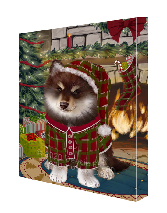 The Christmas Stocking was Hung Finnish Lapphund Dog Canvas Wall Art - Premium Quality Ready to Hang Room Decor Wall Art Canvas - Unique Animal Printed Digital Painting for Decoration CVS626