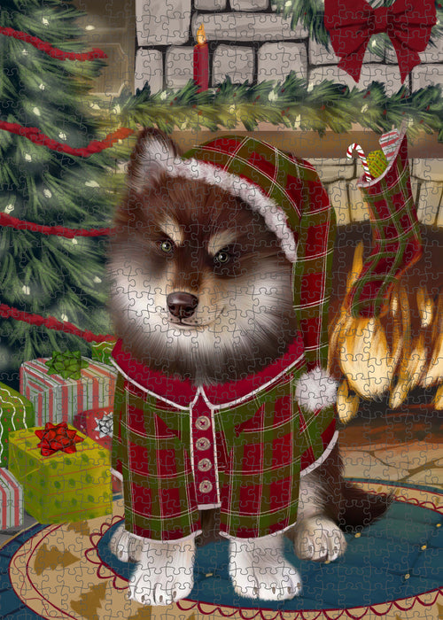 The Christmas Stocking was Hung Finnish Lapphund Dog Portrait Jigsaw Puzzle for Adults Animal Interlocking Puzzle Game Unique Gift for Dog Lover's with Metal Tin Box PZL921