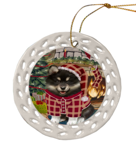 The Christmas Stocking was Hung Finnish Lapphund Dog Doily Ornament DPOR59097