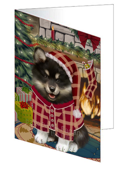 The Christmas Stocking was Hung Finnish Lapphund Dog Handmade Artwork Assorted Pets Greeting Cards and Note Cards with Envelopes for All Occasions and Holiday Seasons