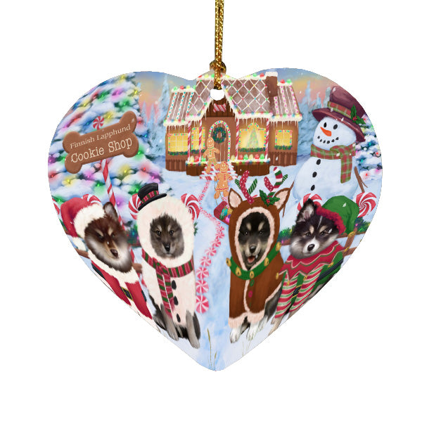 Christmas Gingerbread Cookie Shop Finnish Lapphund Dogs Heart Christmas Ornament HPORA58946