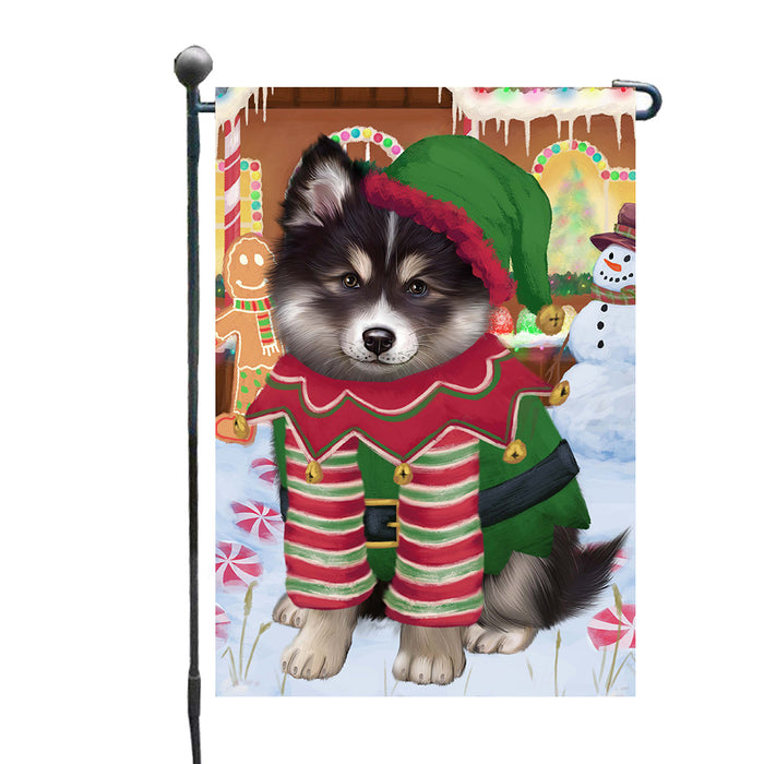 Christmas Gingerbread Elf Finnish Lapphund Dog Garden Flags Outdoor Decor for Homes and Gardens Double Sided Garden Yard Spring Decorative Vertical Home Flags Garden Porch Lawn Flag for Decorations