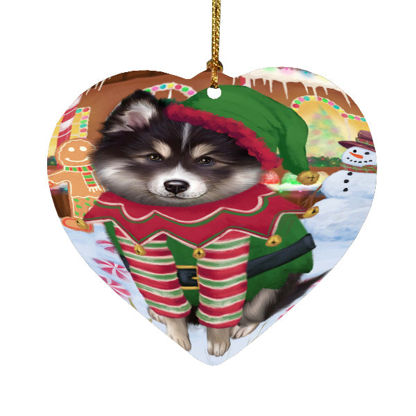 Christmas Gingerbread Elf Finnish Lapphund Dog Heart Christmas Ornament HPORA59109