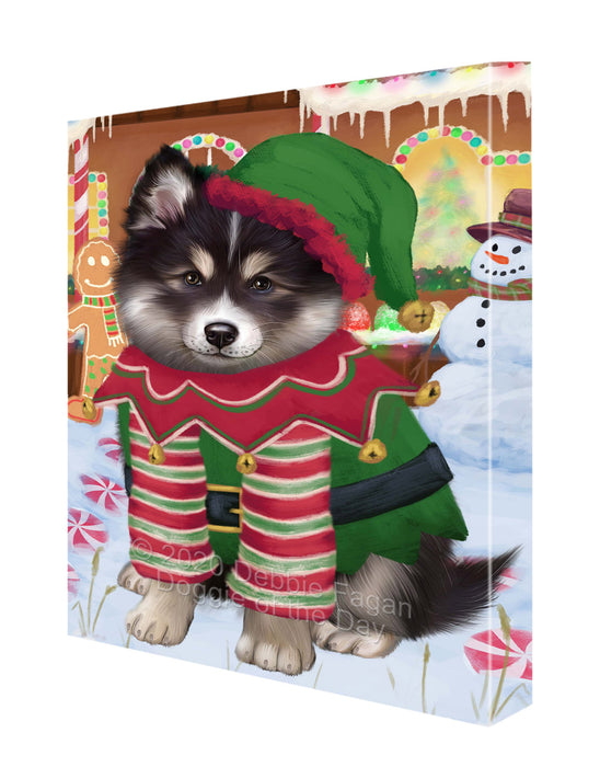 Christmas Gingerbread Elf Finnish Lapphund Dog Canvas Wall Art - Premium Quality Ready to Hang Room Decor Wall Art Canvas - Unique Animal Printed Digital Painting for Decoration