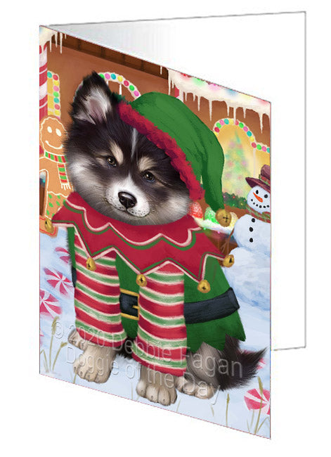 Christmas Gingerbread Elf Finnish Lapphund Dog Handmade Artwork Assorted Pets Greeting Cards and Note Cards with Envelopes for All Occasions and Holiday Seasons