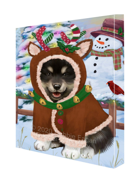 Christmas Gingerbread Reindeer Finnish Lapphund Dog Canvas Wall Art - Premium Quality Ready to Hang Room Decor Wall Art Canvas - Unique Animal Printed Digital Painting for Decoration
