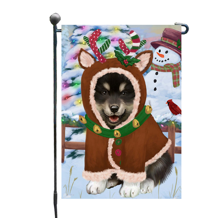 Christmas Gingerbread Reindeer Finnish Lapphund Dog Garden Flags Outdoor Decor for Homes and Gardens Double Sided Garden Yard Spring Decorative Vertical Home Flags Garden Porch Lawn Flag for Decorations