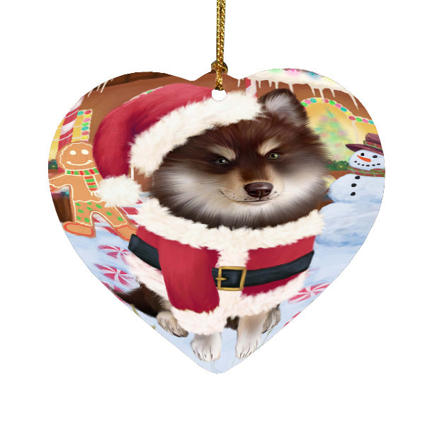 Christmas Gingerbread Candyfest Finnish Lapphund Dog Heart Christmas Ornament HPORA59093