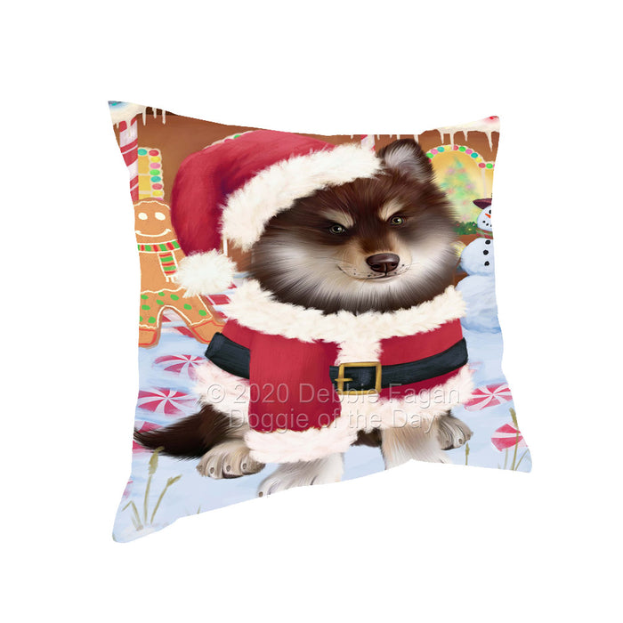 Christmas Gingerbread Candyfest Finnish Lapphund Dog Pillow with Top Quality High-Resolution Images - Ultra Soft Pet Pillows for Sleeping - Reversible & Comfort - Ideal Gift for Dog Lover - Cushion for Sofa Couch Bed - 100% Polyester
