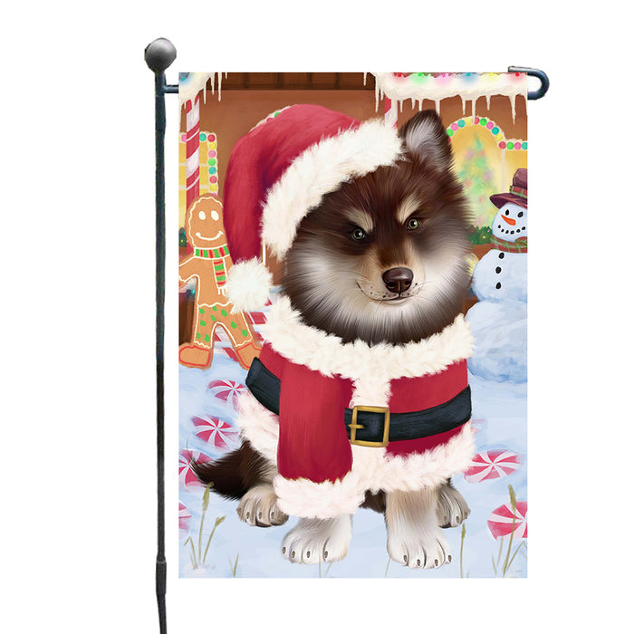 Christmas Gingerbread Candyfest Finnish Lapphund Dog Garden Flags Outdoor Decor for Homes and Gardens Double Sided Garden Yard Spring Decorative Vertical Home Flags Garden Porch Lawn Flag for Decorations